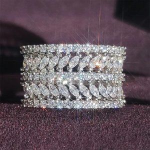 NEW ROUND ETERNITY BAND DIAMOND S925 STERLING SILVER RING